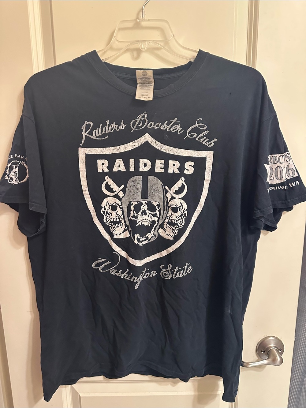 Gildan faded black Raiders Booster Club Short Sleeve Tee